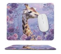 MSYKANIX Modern Colorful Giraffe Soft Stitched Edge Mouse Pad,Cute Rustic Spring Garden Beautiful Floral Rose Wildlife Giraffe Non-Slip Mousepad for Office,Home 9.8x11.8 Inch