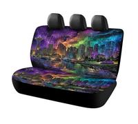 MSYKANIX Modern Colorful New York Cityscape Car Rear Seat Covers Interior for Trucks SUV,Cartoon Beautiful Nebula Buildings Night Cityscape Automotive Accessories