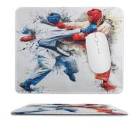 MSYKANIX Modern Graffiti Boxing Non-Slip Mousepad,Colorful Paint Splatter Style Boxer Boxing Gloves Sports Themes with Most Types of Mouse,Stitched Edges for Decoration 25x30 cm