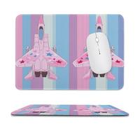 MSYKANIX Modern Minimalist Airplane Non-Slip Mousepad,Pink Realistic Colorful American Flag Fighter Jet Aircraft with Most Types of Mouse,Stitched Edges for Decoration 20x24 cm