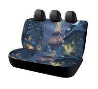 MSYKANIX Modern Realistic Eiffel Tower Car Rear Seat Covers Interior for Trucks SUV,Beautiful Colorful Winter Paris City Landscap Eiffel Tower Full Moon Automotive Accessories