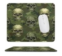 MSYKANIX Modern Rustic Camo Skull Soft Stitched Edge Mouse Pad,Colorful Abstract Green Camouflage Gothic Skull Non-Slip Mousepad for Office,Home 25x30 cm