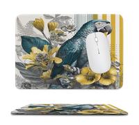 MSYKANIX Modern Rustic Parrot Non-Slip Mousepad,Colorful Geometric Tropical Jungle Animal Botanical Palm Leaf Floral with Most Types of Mouse,Stitched Edges for Decoration 20x24 cm