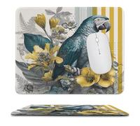 MSYKANIX Modern Rustic Parrot Soft Stitched Edge Mouse Pad,Colorful Geometric Tropical Jungle Animal Botanical Palm Leaf Floral Non-Slip Mousepad for Office,Home 25x30 cm