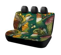 MSYKANIX Modern Rustic Sunflower Car Cover Set for Rear Bench Seat with Polyester,Colorful Beautiful Spring Garden Floral Wildlife Butterfly Hummingbird Back Covers Universal
