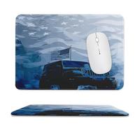 MSYKANIX Modern Vintage Camo Truck Soft Stitched Edge Mouse Pad,Colorful Abstract Blue Camouflage Car American Flag Non-Slip Mousepad for Office,Home 20x24 cm