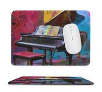 MSYKANIX Modern Watercolor Instrument Piano Non-Slip Mousepad,Rustic Graffiti Instruments Music Theme Colorful Musical Notes with Most Types of Mouse,Stitched Edges for Decoration 20x24 cm