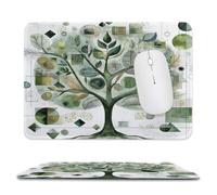 MSYKANIX Modern Watercolor Tree Non-Slip Mousepad,Minimalist Abstract Geometric Art Decor Nature Plant Leaves with Most Types of Mouse,Stitched Edges for Decoration 20x24 cm
