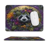 MSYKANIX Realistic Abstract Panda Non-Slip Mousepad,Modern Colorful Plant Palm Leaves Floral Cute Animal Panda with Most Types of Mouse,Stitched Edges for Decoration 20x24 cm