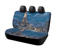 MSYKANIX Realistic Beautiful Eiffel Tower Car Cover Set for Rear Bench Seat with Polyester,Modern Colorful Winter Paris City Landscap Eiffel Tower Full Moon Back Covers Universal