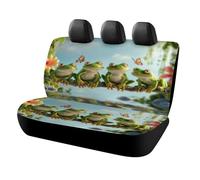 MSYKANIX Realistic Cartoon Frog Car Cover Set for Rear Bench Seat with Polyester,Colorful Rustic Tropical Jungle Floral Daisies Wildlife Butterfly Back Covers Universal