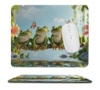 MSYKANIX Realistic Cartoon Frog Soft Stitched Edge Mouse Pad,Colorful Rustic Tropical Jungle Floral Daisies Wildlife Butterfly Non-Slip Mousepad for Office,Home 25x30 cm