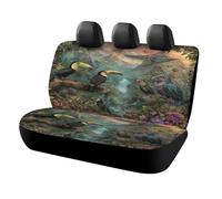 MSYKANIX Realistic Cartoon Toucan Car Cover Set for Rear Bench Seat with Polyester,Rustic Colorful Tropical Jungle Animal Birds Botanical Floral Back Covers Universal