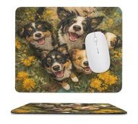 MSYKANIX Realistic Colorful Dog Non-Slip Mousepad,Cute Rustic Spring Garden Floral Daisies Animal Pet Puppy with Most Types of Mouse,Stitched Edges for Decoration 25x30 cm