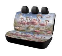 MSYKANIX Realistic Colorful Flamingo Car Rear Seat Covers Interior for Trucks SUV,Modern Rustic Beautiful Wildlife Birds Plant Pink Floral Lotus Automotive Accessories