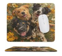 MSYKANIX Realistic Cute Dog Soft Stitched Edge Mouse Pad,Rustic Colorful Spring Garden Floral Daisies Animal Pet Puppy Non-Slip Mousepad for Office,Home 25x30 cm