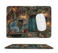 MSYKANIX Realistic Rustic Cabin Soft Stitched Edge Mouse Pad,Colorful Wooden Boards Door Coastal Farmhouse Stone Wall Botanical Non-Slip Mousepad for Office,Home 20x24 cm