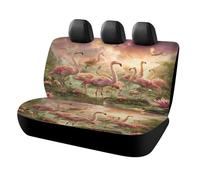 MSYKANIX Realistic Rustic Flamingo Car Cover Set for Rear Bench Seat with Polyester,Colorful Modern Beautiful Garden Animal Birds Pink Floral Lotus Sunset Back Covers Universal