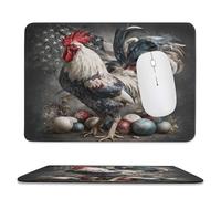 MSYKANIX Realistic Rustic Rooster Soft Stitched Edge Mouse Pad,Cute Colorful American Flag Farmhouse Animal Chicken Non-Slip Mousepad for Office,Home 20x24 cm