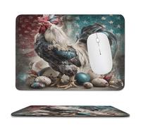 MSYKANIX Realistic Watercolor Rooster Non-Slip Mousepad,Cute Rustic American Flag Farmhouse Animal Chicken with Most Types of Mouse,Stitched Edges for Decoration 20x24 cm
