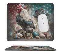 MSYKANIX Realistic Watercolor Rooster Soft Stitched Edge Mouse Pad,Cute Rustic American Flag Farmhouse Animal Chicken Non-Slip Mousepad for Office,Home 25x30 cm