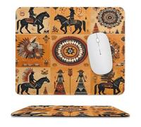 MSYKANIX Rustic Abstract Cowboy Soft Stitched Edge Mouse Pad,Vintage Watercolor Boho Mid Century Western Cowboy Non-Slip Mousepad for Office,Home 25x30 cm