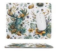 MSYKANIX Rustic Abstract Deer Soft Stitched Edge Mouse Pad,Cute Colorful Spring Garden Plant Floral Sunflowers Animal Moose Non-Slip Mousepad for Office,Home 25x30 cm