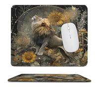 MSYKANIX Rustic Abstract Lion Non-Slip Mousepad,Vintage Colorful Spring Garden Plant Flower Sunflowers Starry Sky with Most Types of Mouse,Stitched Edges for Decoration 25x30 cm