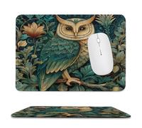 MSYKANIX Rustic Abstract Owl Soft Stitched Edge Mouse Pad,Colorful Vintage William Morris Spring Garden Animal Plant Leaf Floral Non-Slip Mousepad for Office,Home 20x24 cm