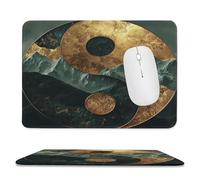 MSYKANIX Rustic Abstract Yin Yang Soft Stitched Edge Mouse Pad,Vintage Colorful Asian Yin Yang Theme Marble Mountain Non-Slip Mousepad for Office,Home 20x24 cm