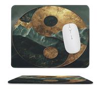 MSYKANIX Rustic Abstract Yin Yang Soft Stitched Edge Mouse Pad,Vintage Colorful Asian Yin Yang Theme Marble Mountain Non-Slip Mousepad for Office,Home 25x30 cm