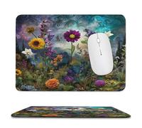 MSYKANIX Rustic Beautiful Floral Non-Slip Mousepad,Colorful Abstract Spring Garden Boho Flower Daisies Sunflowers with Most Types of Mouse,Stitched Edges for Decoration 20x24 cm