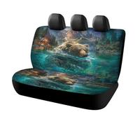 MSYKANIX Rustic Cabin Bear Car Rear Seat Covers Interior for Trucks SUV,Realistic Colorful Forest Mountain Pine Tree Wildlife Fish Brown Bear Automotive Accessories