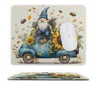MSYKANIX Rustic Cartoon Blue Truck Soft Stitched Edge Mouse Pad,Cute Colorful Gnome Spring Garden Plant Floral Sunflowers Bees Non-Slip Mousepad for Office,Home 25x30 cm