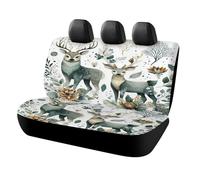 MSYKANIX Rustic Cartoon Deer Car Cover Set for Rear Bench Seat with Polyester,Abstract Colorful Spring Garden Plant Flower Cute Animal Moose Back Covers Universal