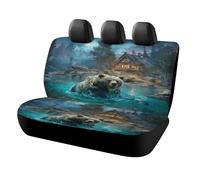 MSYKANIX Rustic Colorful Bear Car Rear Seat Covers Interior for Trucks SUV,Realistic Cabin Spring Forest Mountain Pine Tree Wildlife Brown Bear Automotive Accessories