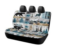 MSYKANIX Rustic Colorful Deer Car Rear Seat Covers Interior for Trucks SUV,Vintage Cabin Forest Mountain Pine Tree Animal Moose Bear Paw Print Automotive Accessories