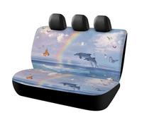 MSYKANIX Rustic Colorful Dolphin Car Rear Seat Covers Interior for Trucks SUV,Realistic Cute Animal Dolphins Coral Fish Nautical Butterfly Rainbow Automotive Accessories