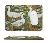 MSYKANIX Rustic Colorful Duck Soft Stitched Edge Mouse Pad,Cute Beautiful Spring Garden Animal Ducks Wildflowers Non-Slip Mousepad for Office,Home 20x24 cm