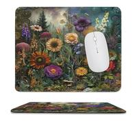 MSYKANIX Rustic Colorful Floral Non-Slip Mousepad,Abstract Beautiful Spring Garden Boho Flower Daisies Sunflowers with Most Types of Mouse,Stitched Edges for Decoration 25x30 cm