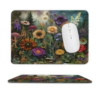 MSYKANIX Rustic Colorful Floral Soft Stitched Edge Mouse Pad,Abstract Beautiful Spring Garden Boho Flower Daisies Sunflowers Non-Slip Mousepad for Office,Home 20x24 cm