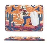 MSYKANIX Rustic Colorful Gothic Skull Soft Stitched Edge Mouse Pad,Abstract Vintage Western Cowboy Skeleton Cactus Floral Daisy Birds Non-Slip Mousepad for Office,Home 20x24 cm
