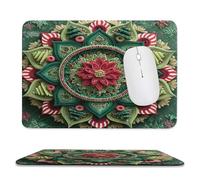 MSYKANIX Rustic Colorful India Mandala Non-Slip Mousepad,Modern Abstract Christmas Theme Decor Floral Snowflake with Most Types of Mouse,Stitched Edges for Decoration 20x24 cm