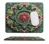 MSYKANIX Rustic Colorful India Mandala Soft Stitched Edge Mouse Pad,Modern Abstract Christmas Theme Decor Floral Snowflake Non-Slip Mousepad for Office,Home 25x30 cm