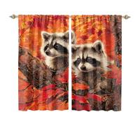 MSYKANIX Rustic Colorful Raccoon Blackout Curtains,Modern Realistic Autumn Forest Beautiful Maple Leaf Wildlife Red Panda Rod Pocket Window Drapes for Living Room 2 Panels,Each 91.5Wx160L cm