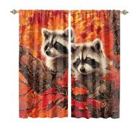 MSYKANIX Rustic Colorful Raccoon Blackout Curtains,Modern Realistic Autumn Forest Beautiful Maple Leaf Wildlife Red Panda Rod Pocket Window Drapes for Living Room 2 Panels,Each 53.5Wx114L cm