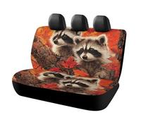 MSYKANIX Rustic Colorful Raccoon Car Rear Seat Covers Interior for Trucks SUV,Modern Realistic Autumn Forest Beautiful Maple Leaf Wildlife Red Panda Automotive Accessories