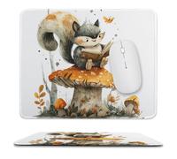 MSYKANIX Rustic Colorful Squirrel Soft Stitched Edge Mouse Pad,Cute Cartoon Fairy Tale Forest Botanical Mushroom Animal Book Non-Slip Mousepad for Office,Home 25x30 cm