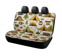 MSYKANIX Rustic Colorful Tent Car Rear Seat Covers Interior for Trucks SUV,Funny Cartoon Forest Travel Pine Tree Camper Coffee Camping Theme Automotive Accessories