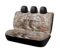 MSYKANIX Rustic Colorful Texas Star Horseshoe Car Cover Set for Rear Bench Seat with Polyester,Vintage Wooden Board American Western Cowboy Boots Hat Back Covers Universal